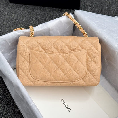 CH MINI CLASSIC HANDBAG 20 Small Grained Calfskin Light Teas