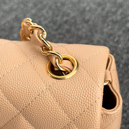 CH MINI CLASSIC HANDBAG 20 Small Grained Calfskin Light Teas