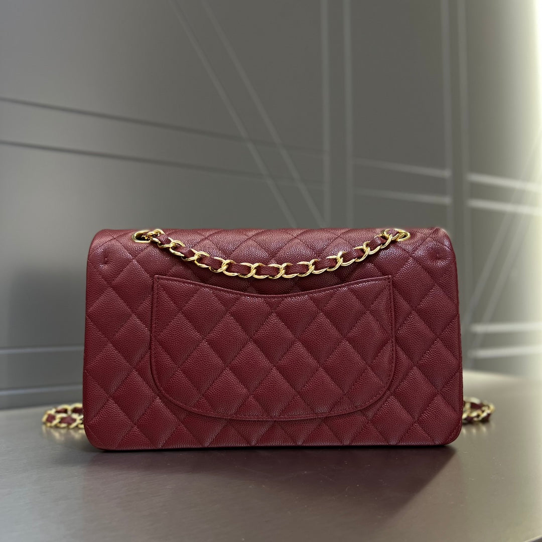 CH CLASSIC 11.12 HANDBAG 25.5 Small Grained Calfskin  Red Wine Color