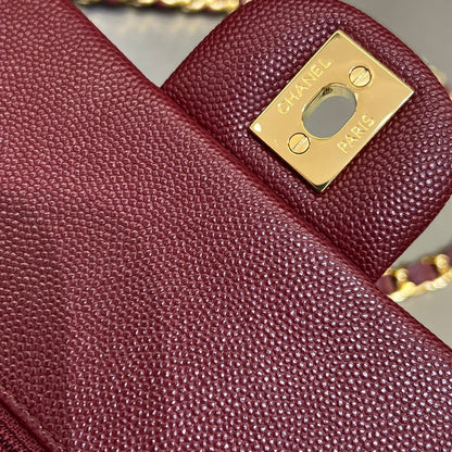 CH CLASSIC 11.12 HANDBAG 25.5 Small Grained Calfskin  Red Wine Color