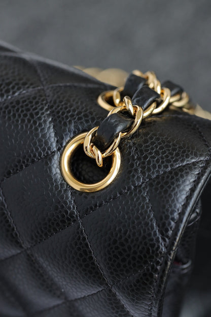 CH CLASSIC 11.12 HANDBAG 25.5 Grained Calfskin Black