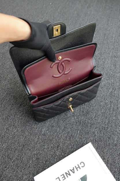 CH CLASSIC 11.12 HANDBAG 25.5 Grained Calfskin Black