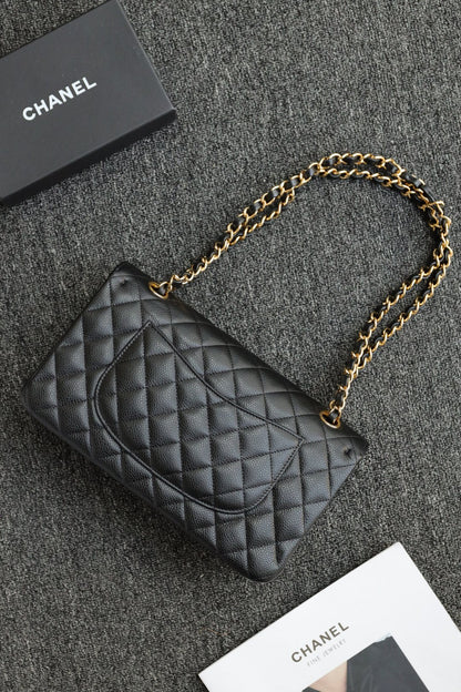 CH CLASSIC 11.12 HANDBAG 25.5 Grained Calfskin Black
