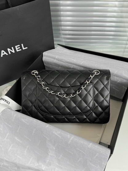 CH CLASSIC 11.12 HANDBAG 25.5 Grained Calfskin Black