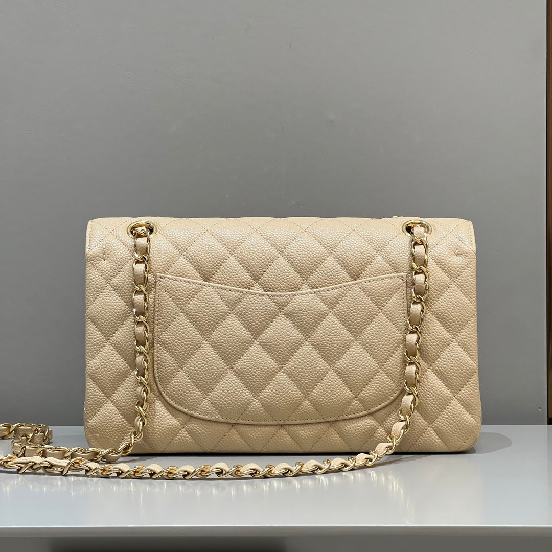 CH  CLASSIC 11.12 HANDBAG 25.5 Grained Calfskin Apricot