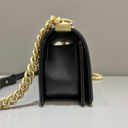CH SMALL BOY HANDBAG 20 Small Grained Calfskin Black