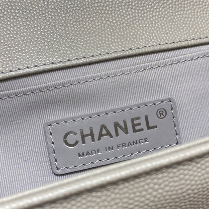 CH BOY HANDBAG 25 Small Grained Calfskin Elephant Gray