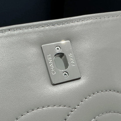 CH FLAP BAG WITH TOP HANDLE Trendy cc Lambskin Dove Gray