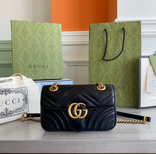 GC  GG Marmont mini shoulder bag Black / White / Red / Gray Blue