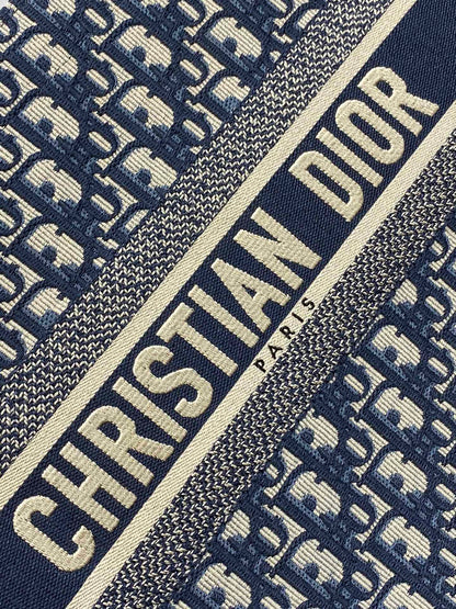 DO  Book Tote Bag Blue Di0r Oblique Embroidery and Calfskin