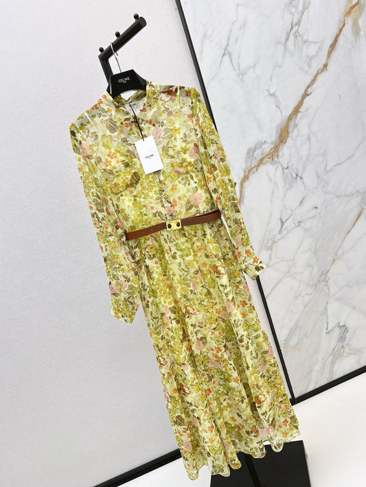 Ce 25ss silk shirt dress