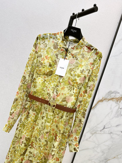 Ce 25ss silk shirt dress