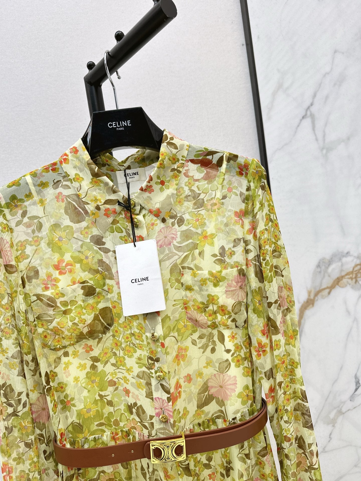 Ce 25ss silk shirt dress