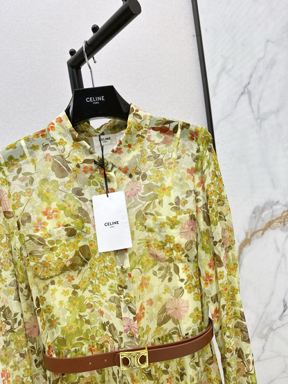 Ce 25ss silk shirt dress