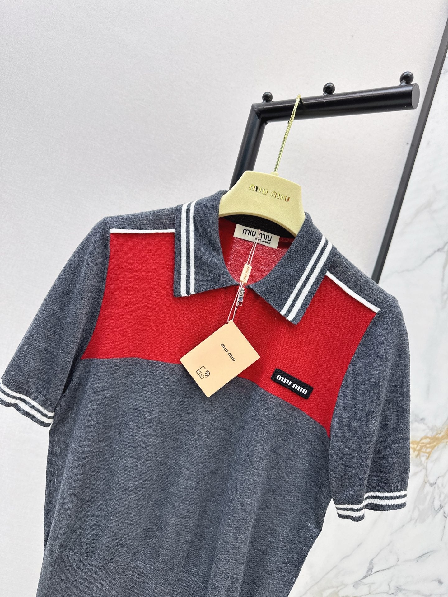 m 25ss knitted polo shirt