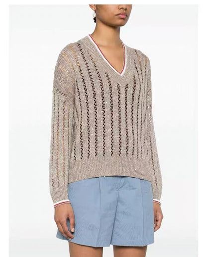 Bru v neck knitted sweater
