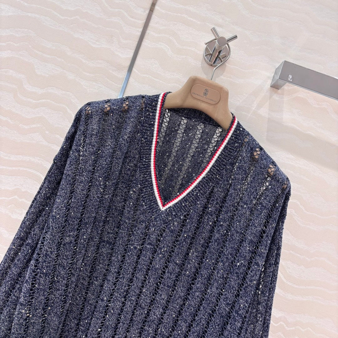 bru 25ss v neck knitted sweater