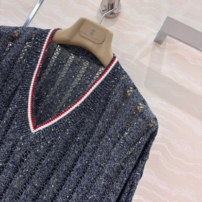 bru 25ss v neck knitted sweater