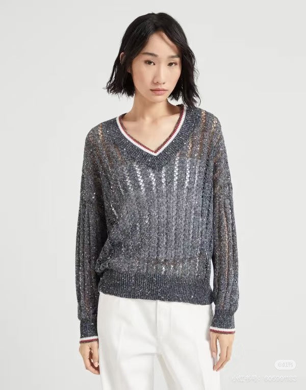 bru 25ss v neck knitted sweater