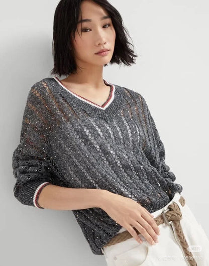 bru 25ss v neck knitted sweater