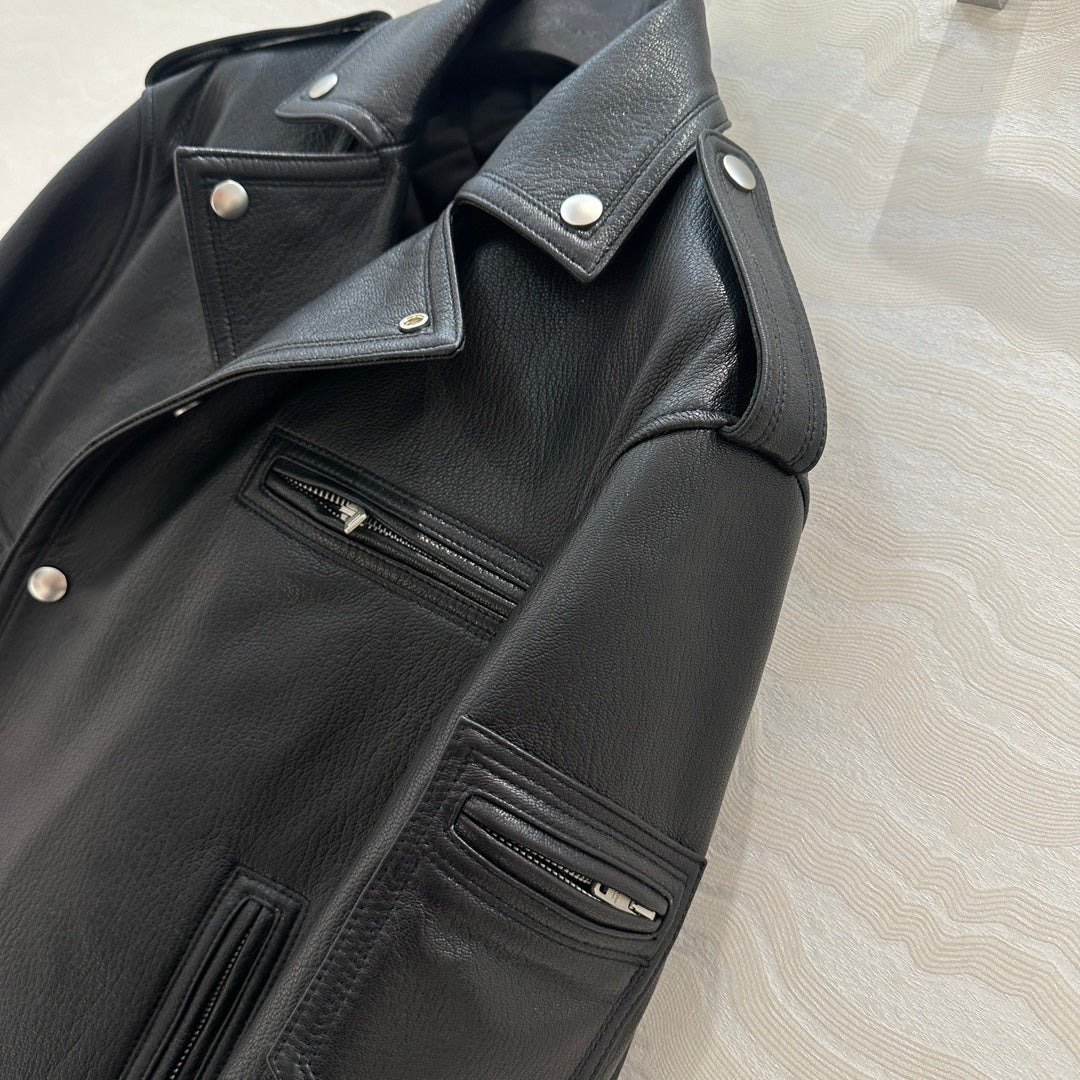 P 24fw leather jacket