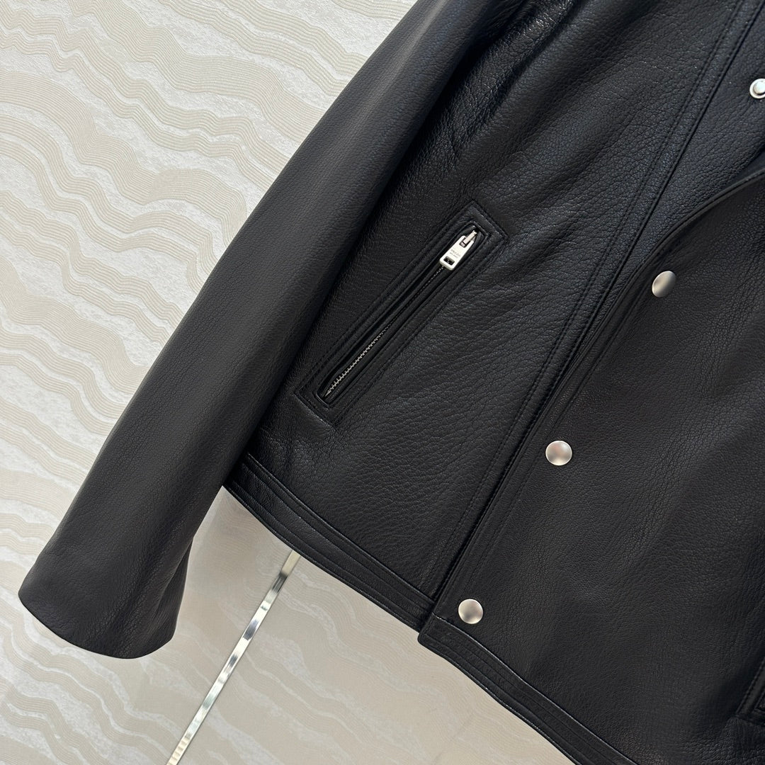 P 24fw leather jacket