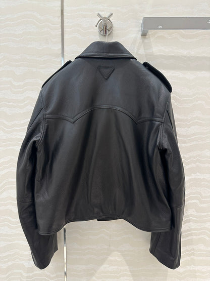 P 24fw leather jacket