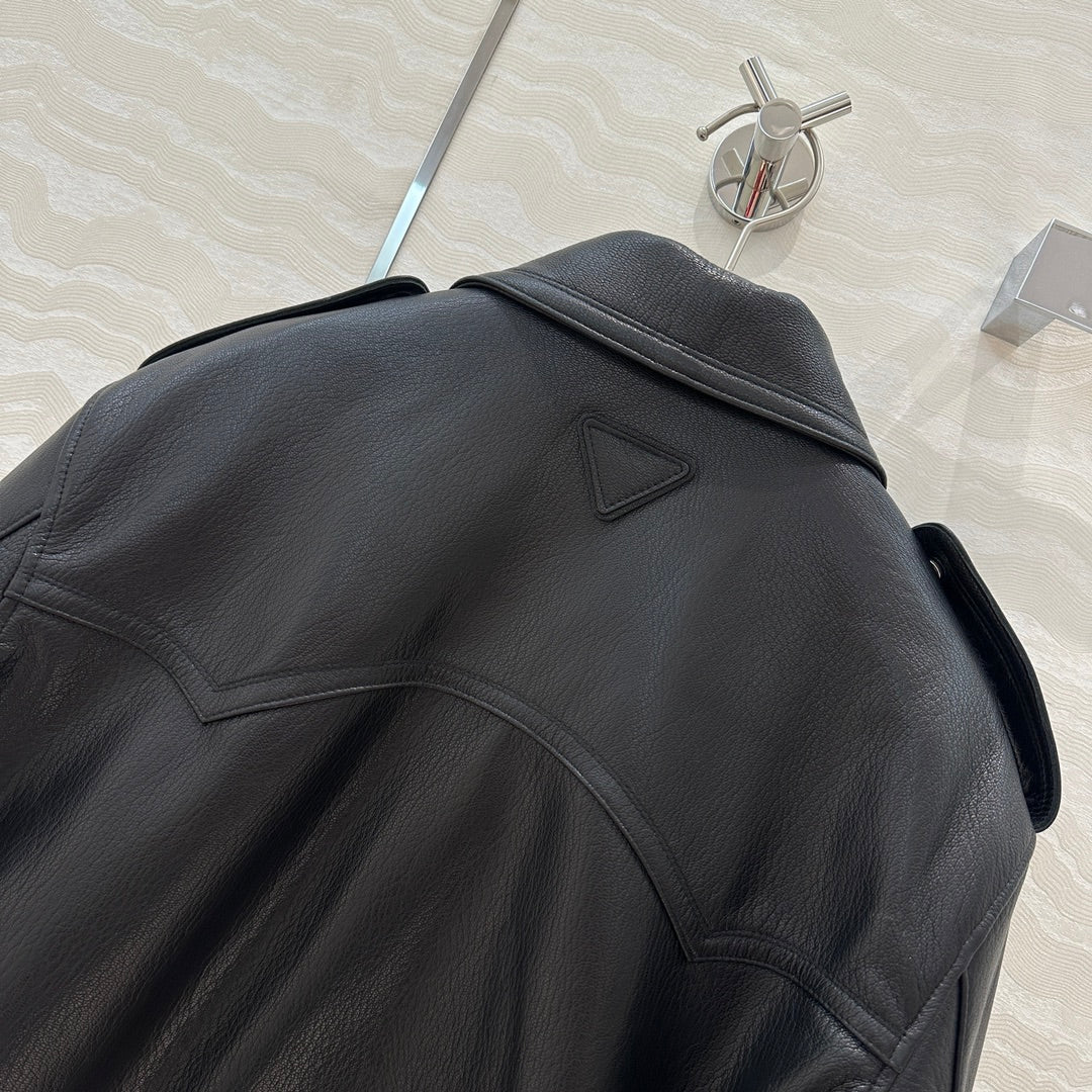 P 24fw leather jacket