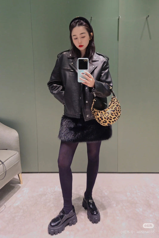 P 24fw leather jacket