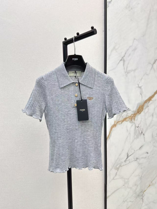 Fe 25ss knitted polo shirt