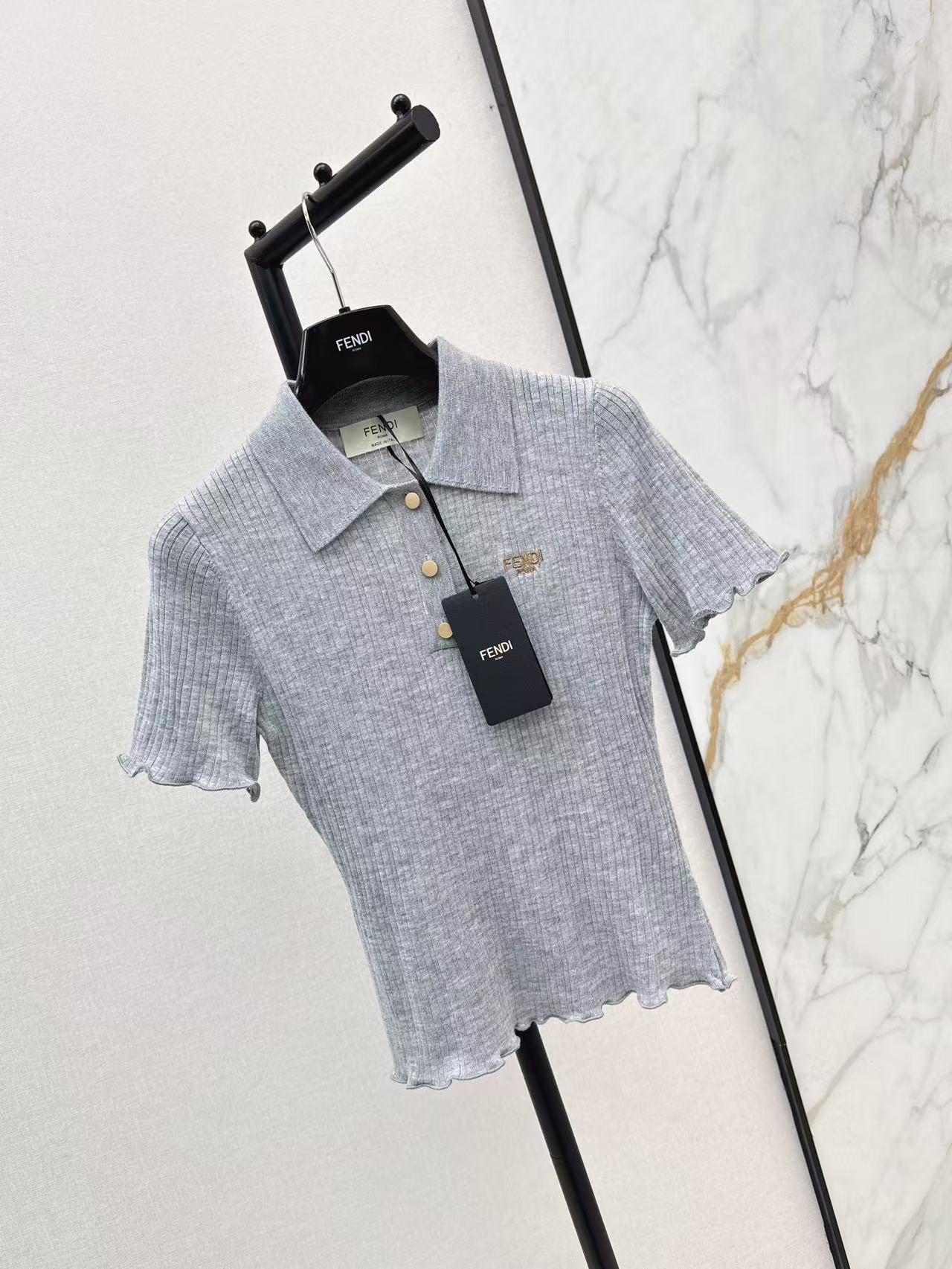 Fe 25ss knitted polo shirt