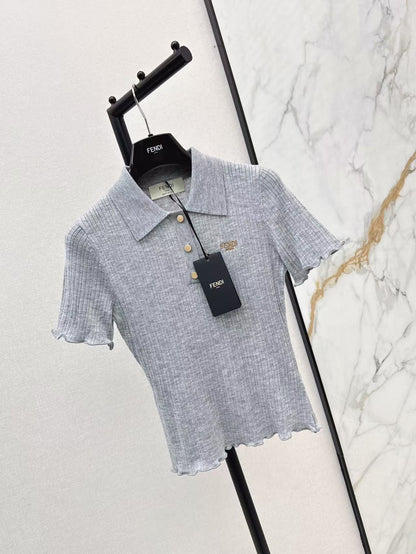 Fe 25ss knitted polo shirt