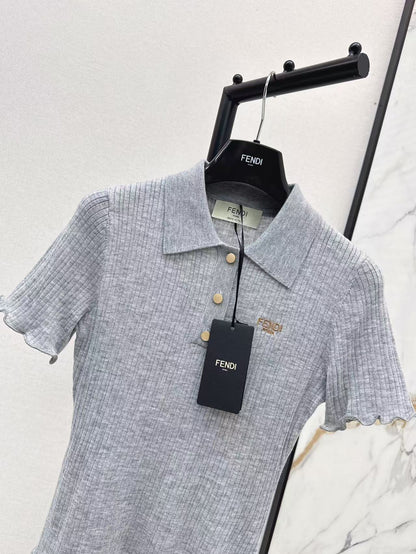 Fe 25ss knitted polo shirt