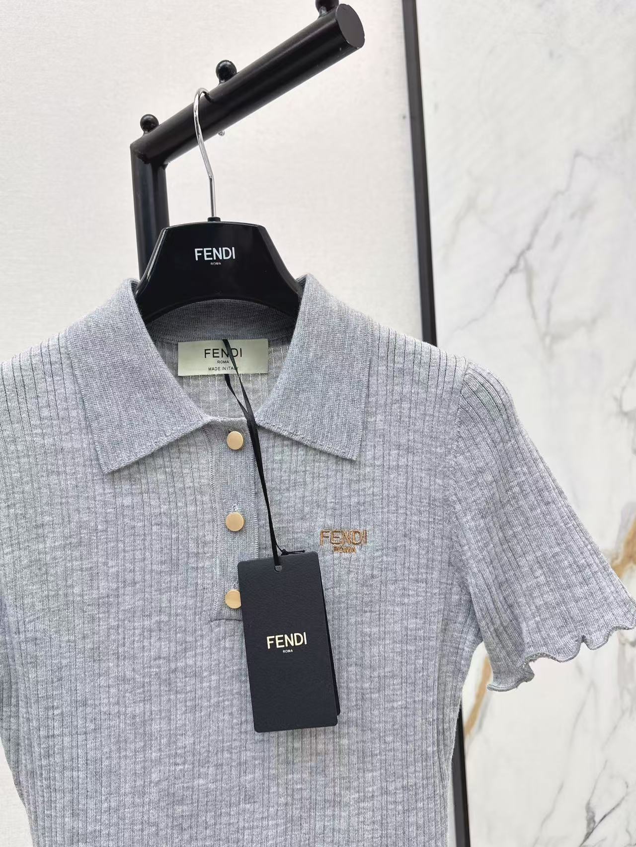 Fe 25ss knitted polo shirt