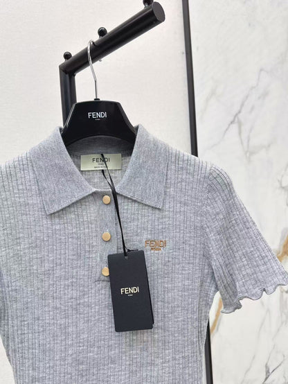 Fe 25ss knitted polo shirt
