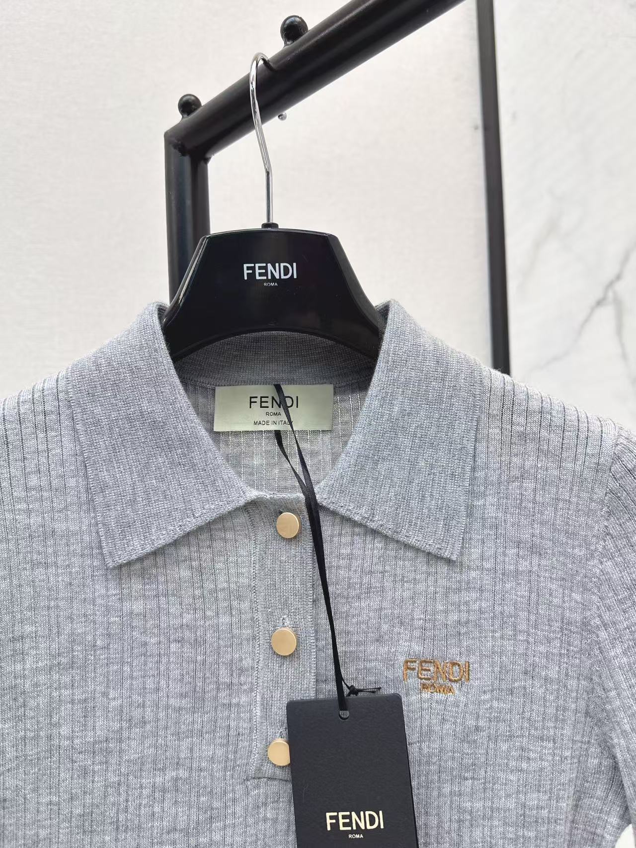 Fe 25ss knitted polo shirt