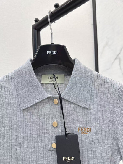 Fe 25ss knitted polo shirt