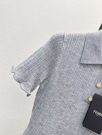 Fe 25ss knitted polo shirt