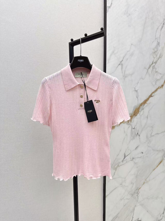 Fe 25ss knitted polo shirt