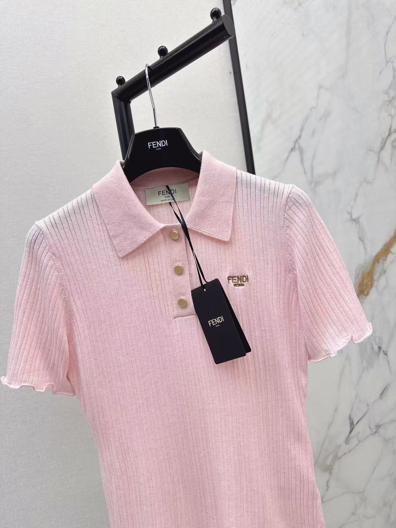 Fe 25ss knitted polo shirt