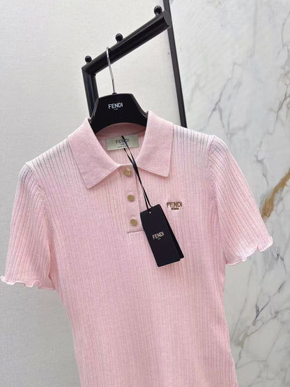 Fe 25ss knitted polo shirt