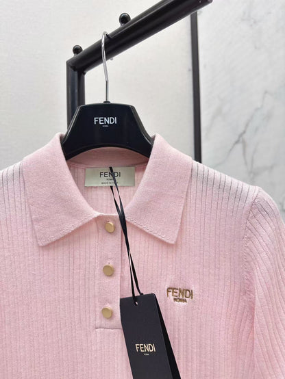 Fe 25ss knitted polo shirt