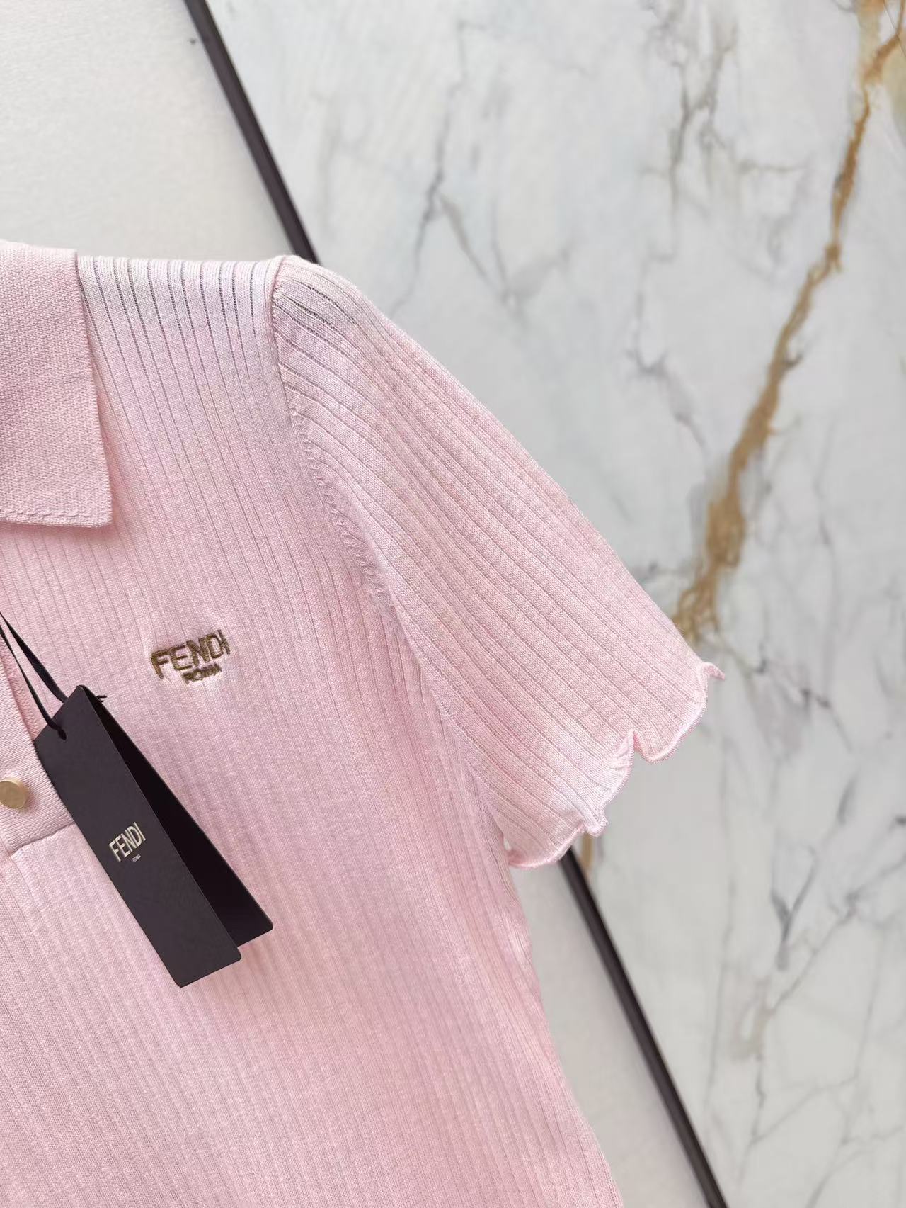 Fe 25ss knitted polo shirt