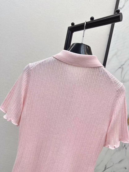 Fe 25ss knitted polo shirt