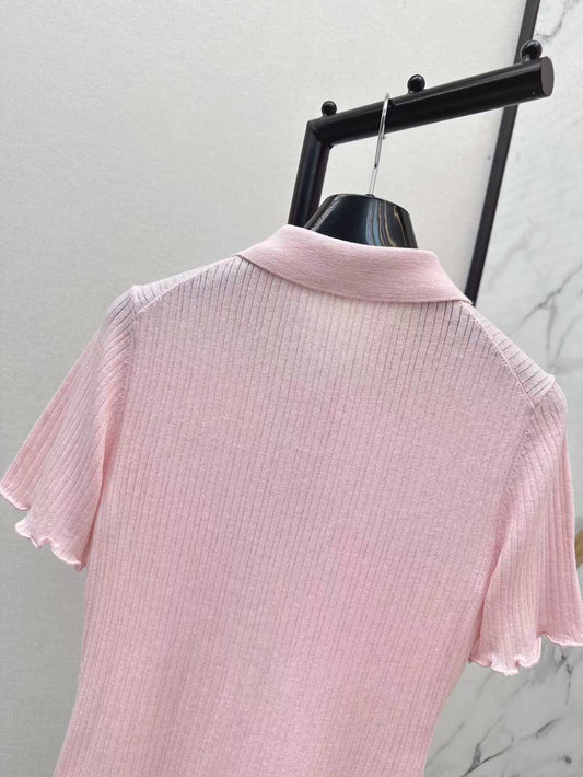 Fe 25ss knitted polo shirt