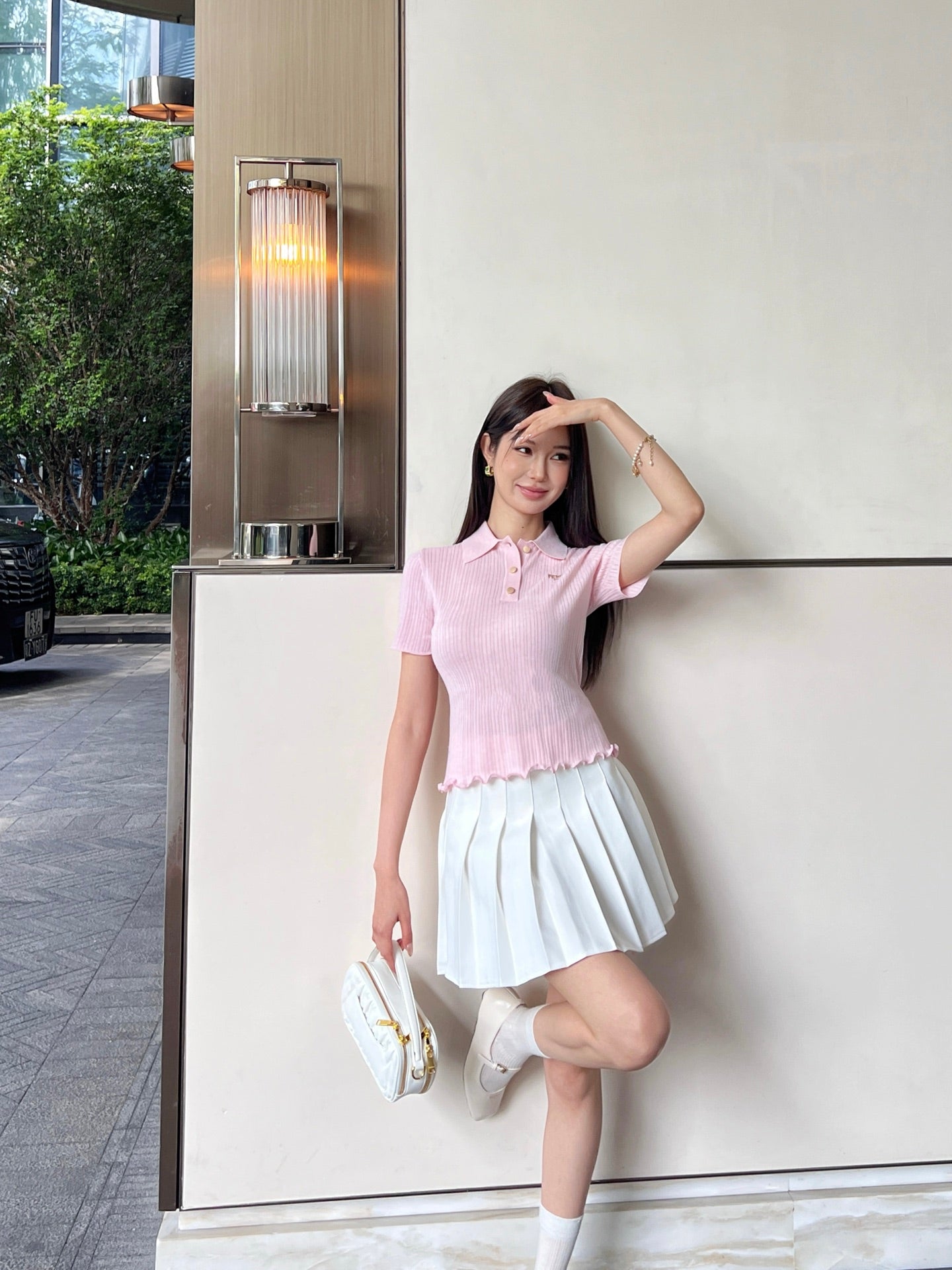 Fe 25ss knitted polo shirt