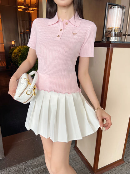 Fe 25ss knitted polo shirt