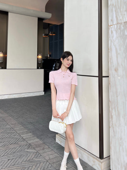 Fe 25ss knitted polo shirt
