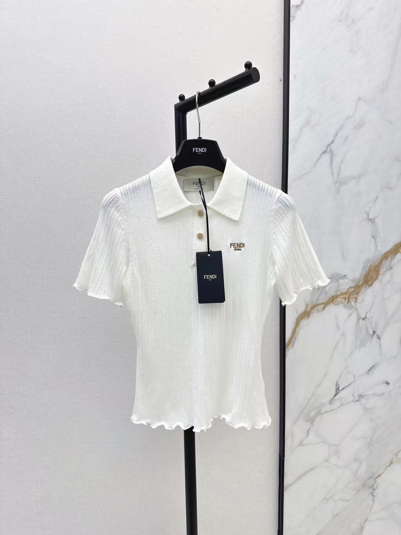 Fe 25ss knitted polo shirt