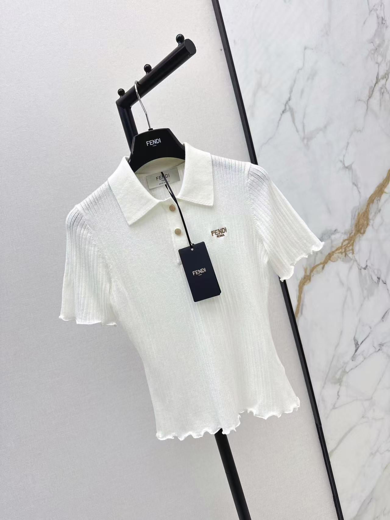 Fe 25ss knitted polo shirt